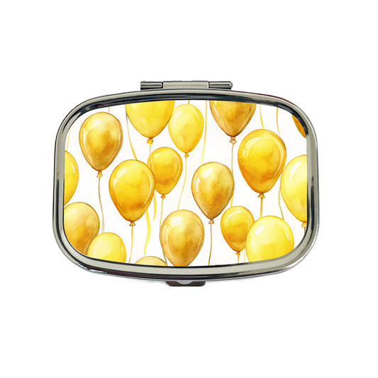 Yellow Balloons Watercolor Travel Pill Box Case