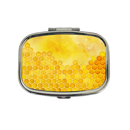 Yellow Honeycomb Background Watercolor Travel Pill Box Case