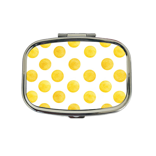 Yellow Polka Dots White Background Travel Pill Box Case