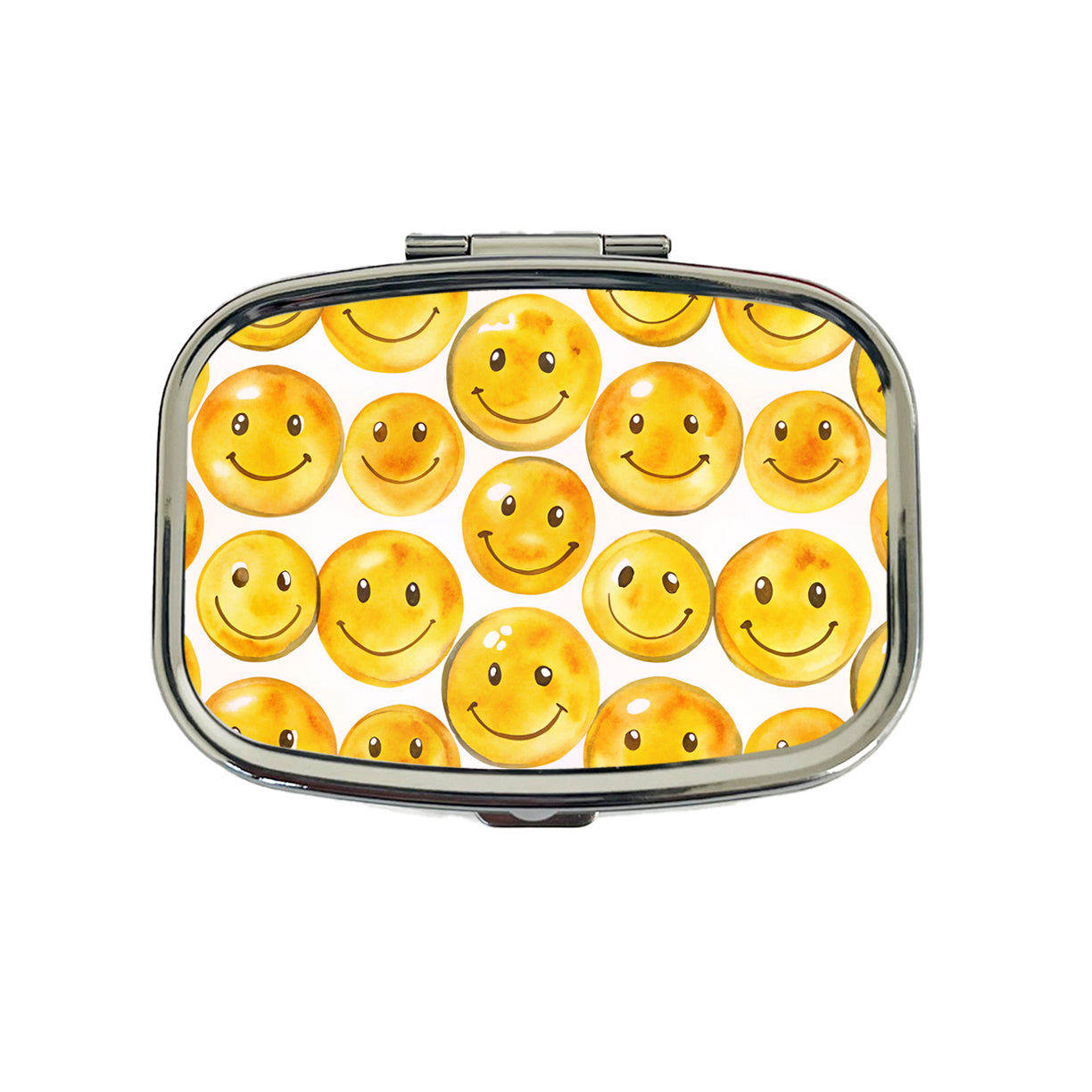 Yellow Smile Faces Watercolor Travel Pill Box Case