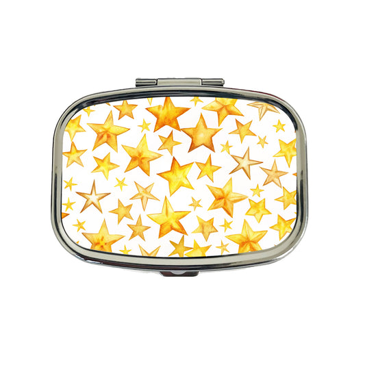 Yellow Stars Watercolor Travel Pill Box Case