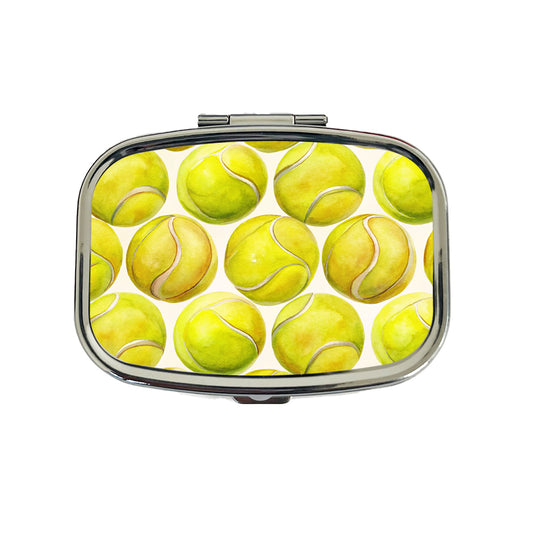 Yellow Tennis Balls Watercolor Travel Pill Box Case