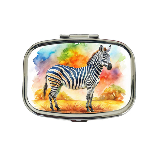 Zebra African Plain Watercolor Design Travel Pill Box Case