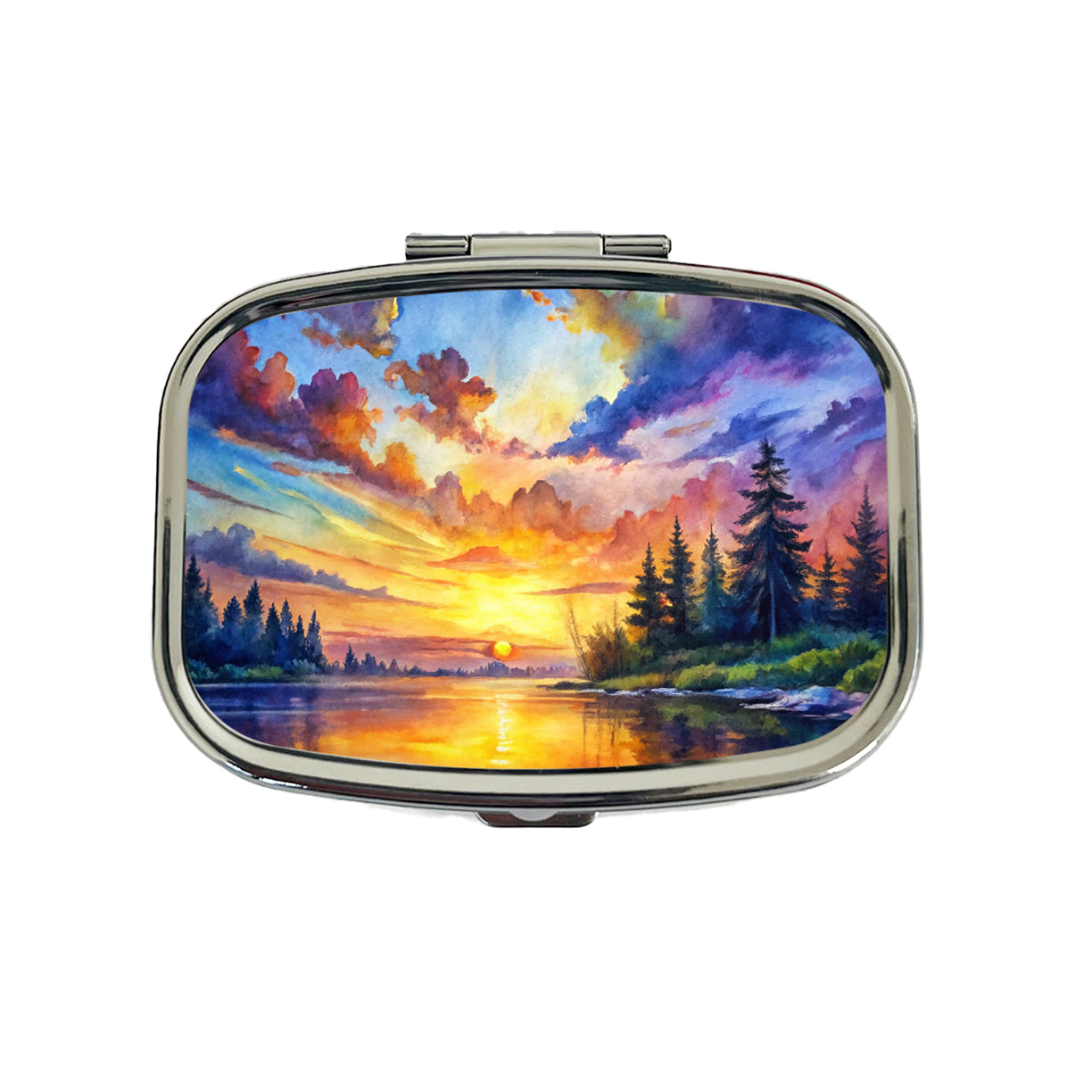 Beautiful Sunrise Watercolor Travel Pill Box Case