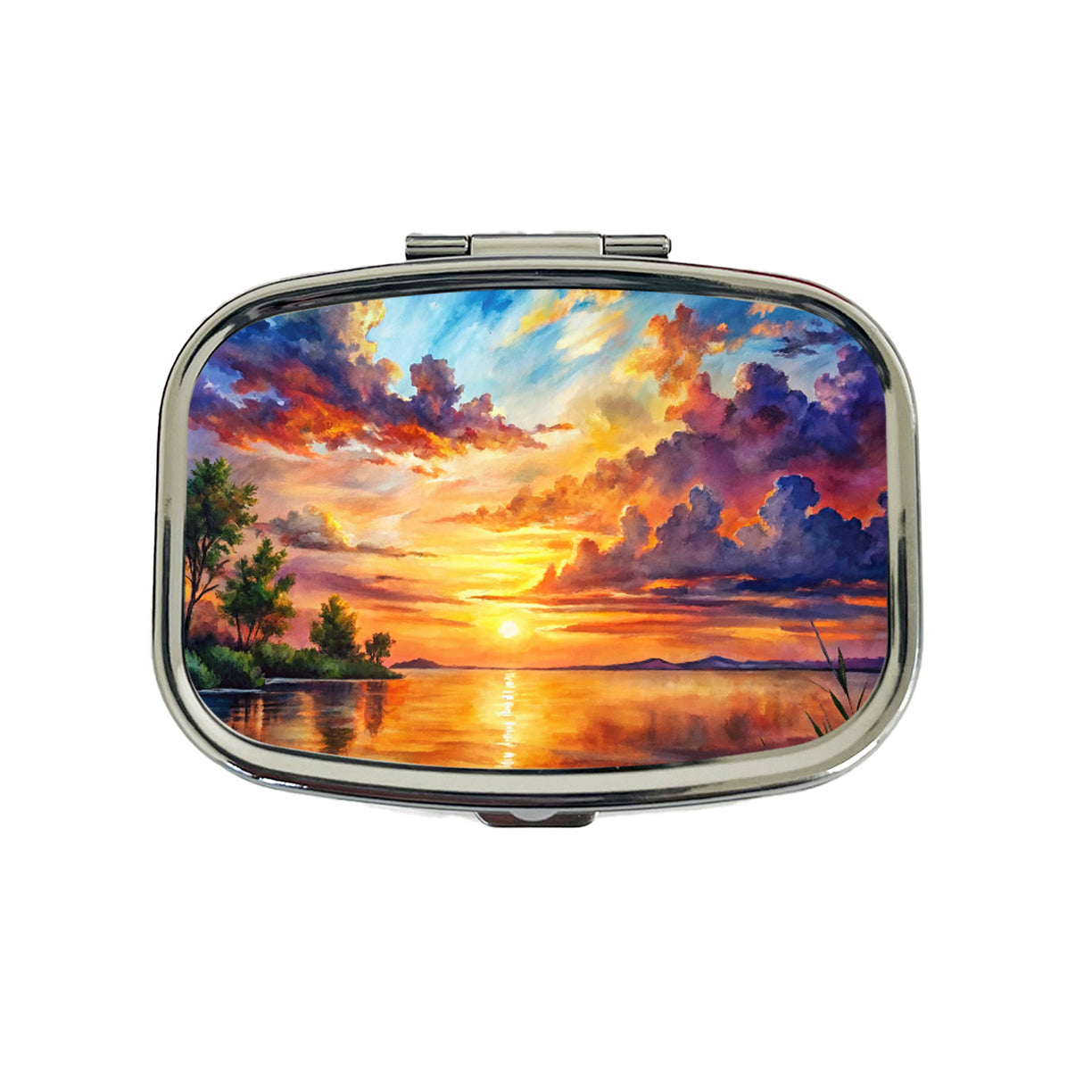 Beautiful Sunset Watercolor Travel Pill Box Case