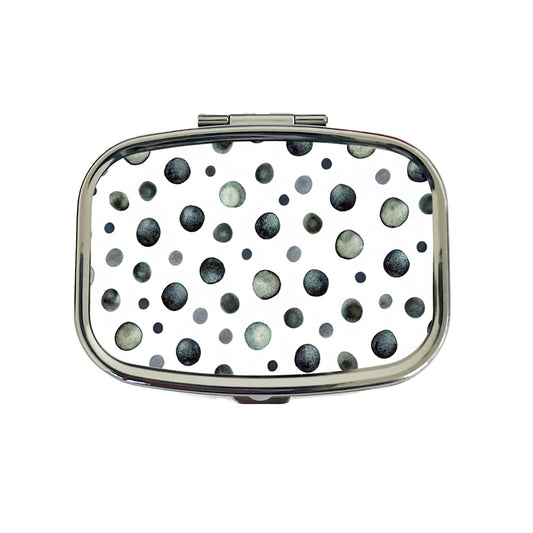 Black Polka Dots Fun White Background Travel Pill Box Case