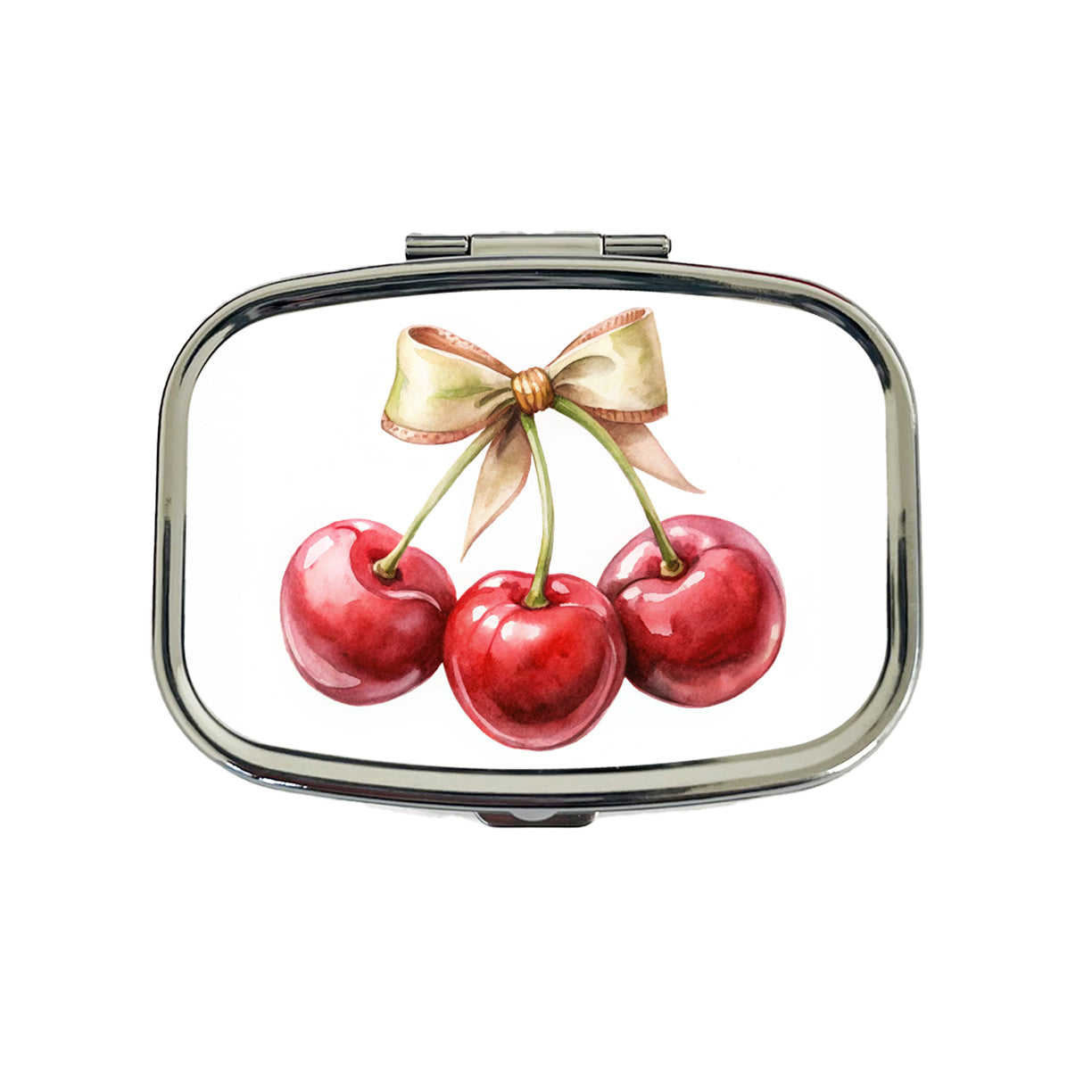 Bow Tied Around Cherries Coquette Travel Pill Box Case