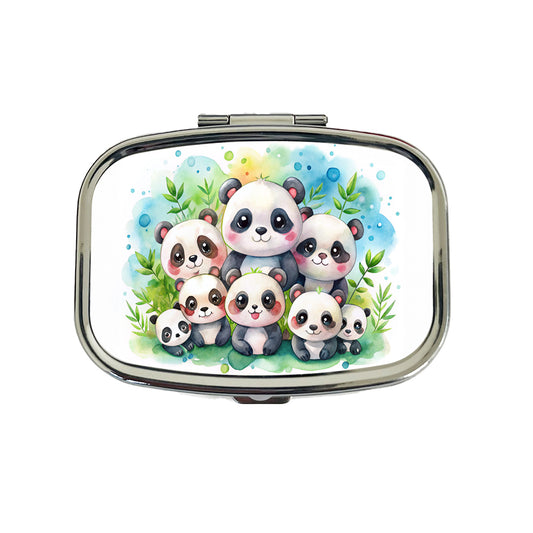 Bunch Of Cute Pandas Watercolor Travel Pill Box Case