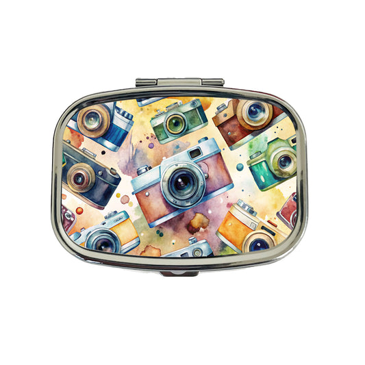 Cameras Retro 35mm Scattered Photographer Photography Watercolor Travel Pill Box Case