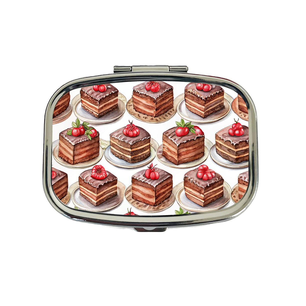 Chocolate Cake On Plates Travel Pill Box Case