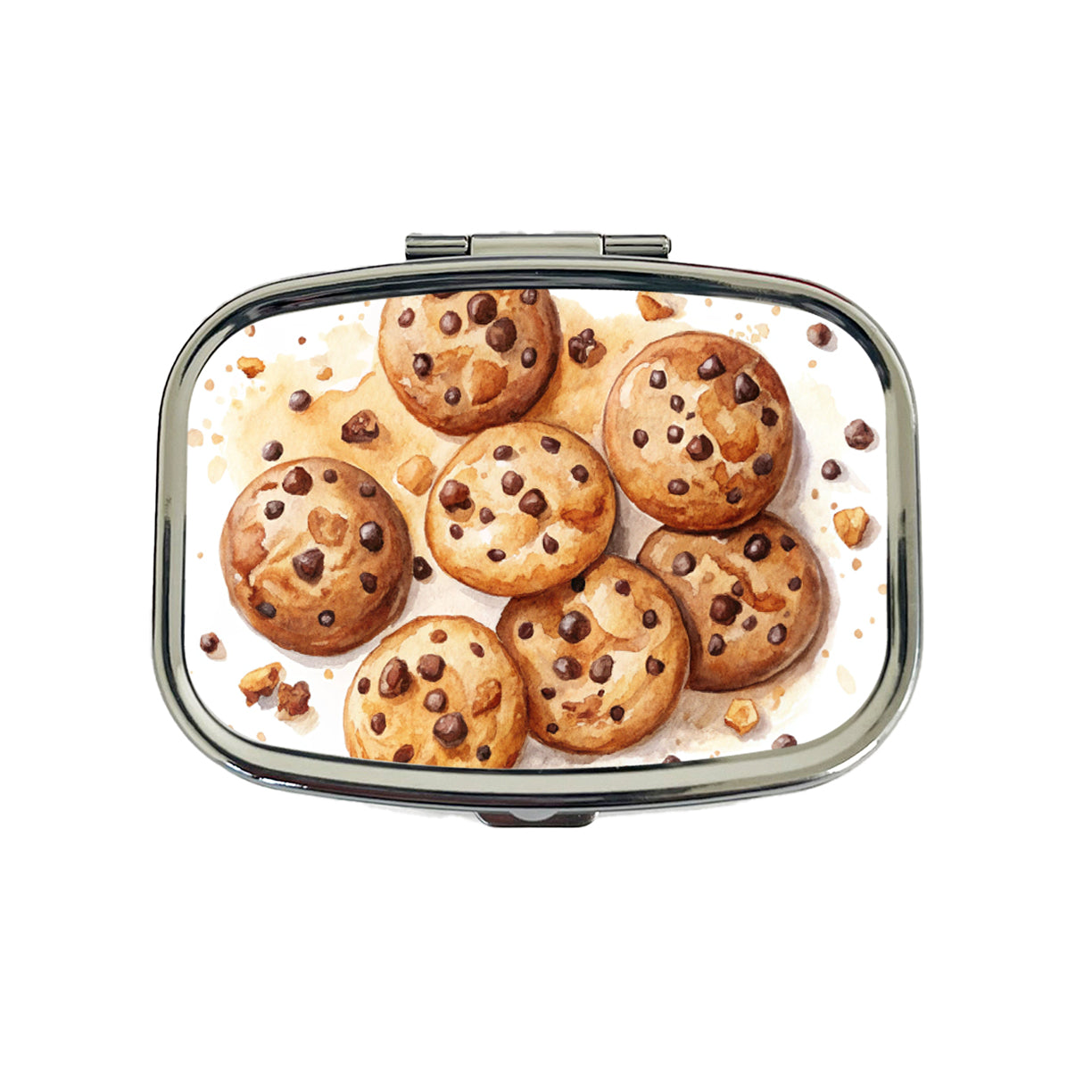 Chocolate Chip Cookies Watercolor Travel Pill Box Case
