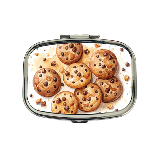 Chocolate Chip Cookies Watercolor Travel Pill Box Case