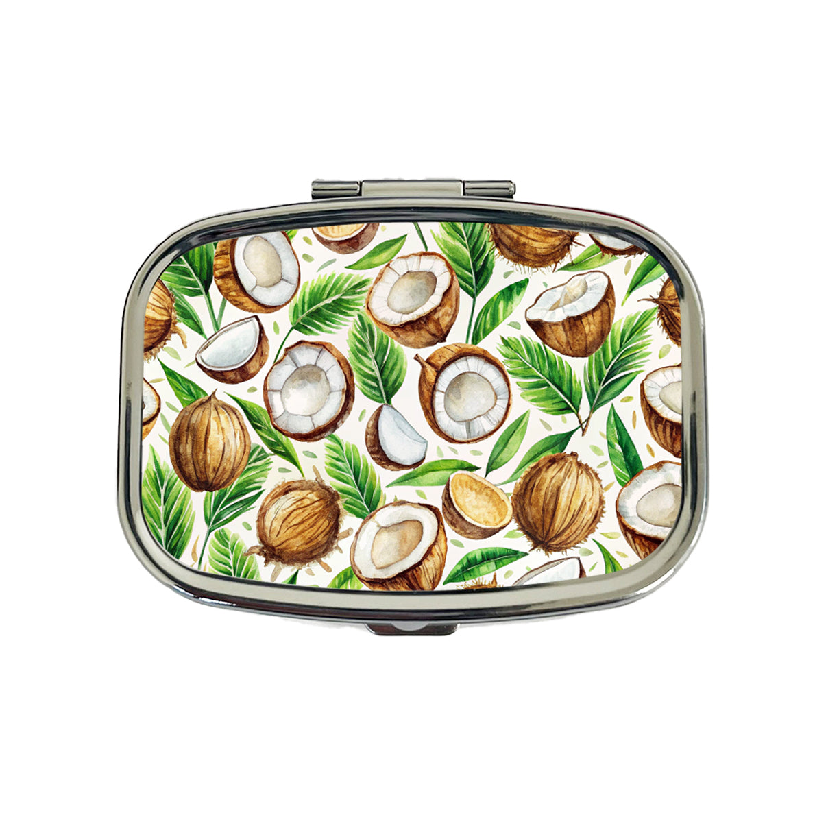 Coconut Pattern Watercolor Travel Pill Box Case