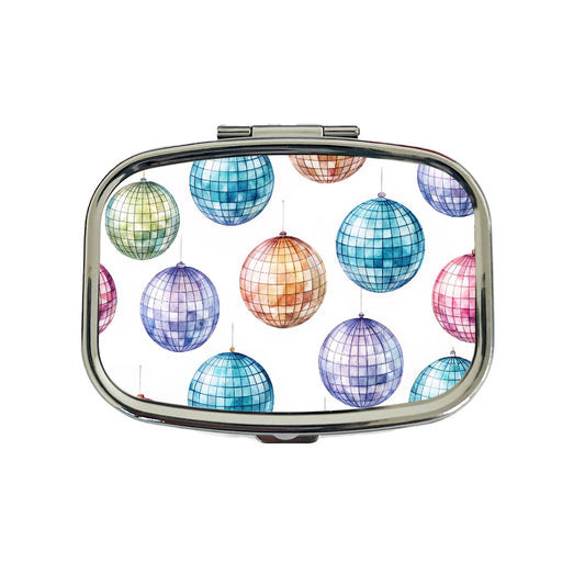 Colorful Disco Balls Travel Pill Box Case