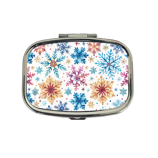 Colorful Snowflakes Winter Travel Pill Box Case