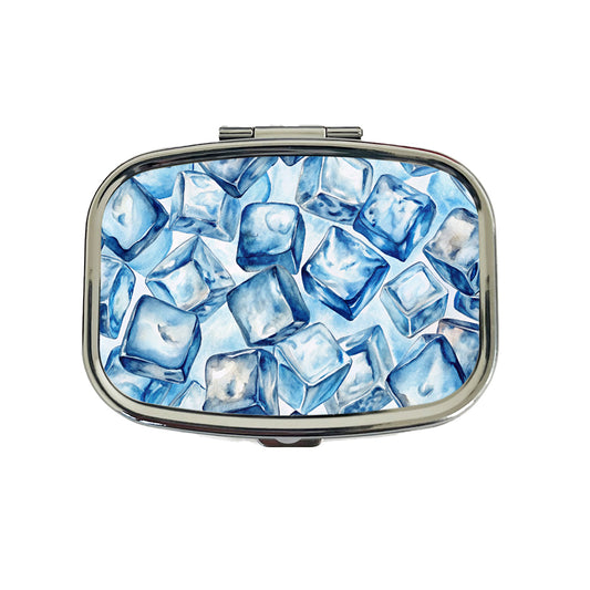 Crushed Ice Cubes Watercolor Travel Pill Box Case