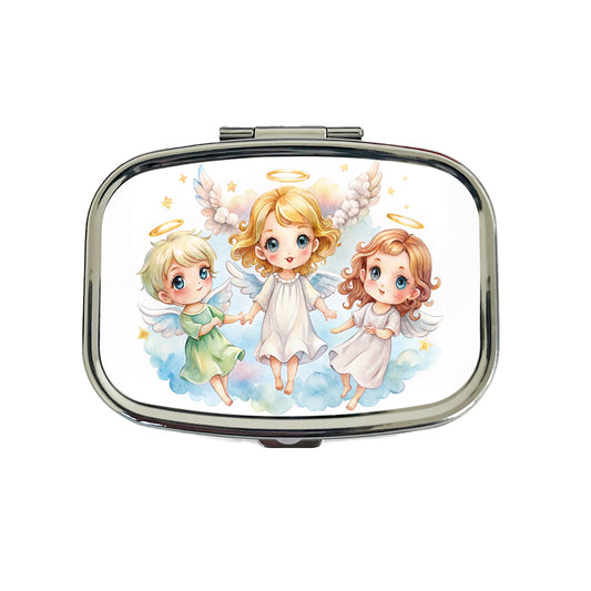 Cute Angels Watercolor Travel Pill Box Case