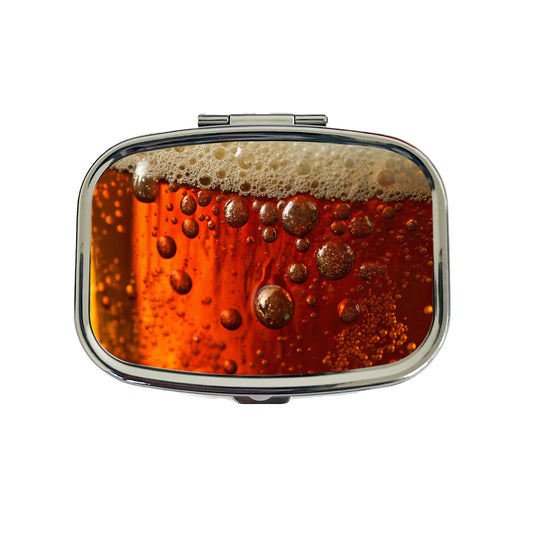 Dark Beer Closeup Foam Top Funny Travel Pill Box Case