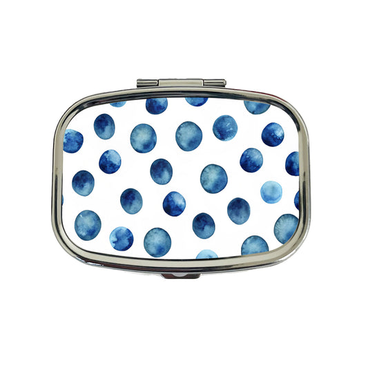 Dark Blue Polka Dots Fun White Background Travel Pill Box Case
