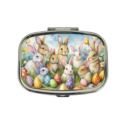 Easter Bunnies Watercolor Travel Pill Box Case