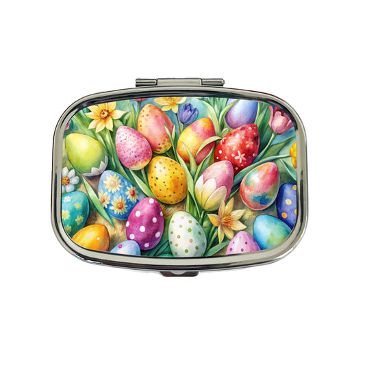 Easter Eggs Flowers Watercolor Travel Pill Box Case
