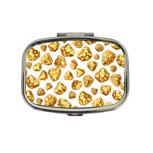 Gold Nuggets Pattern Watercolor Travel Pill Box Case