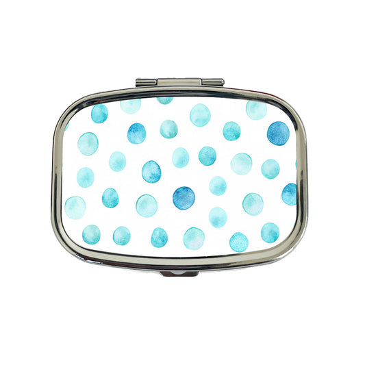 Light Blue Polka Dots White Travel Pill Box Case