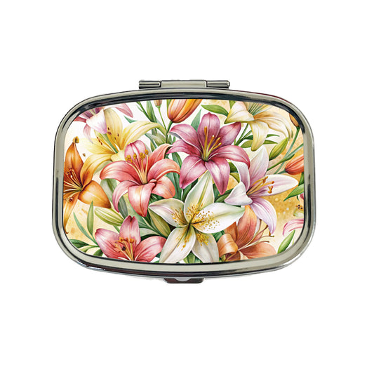 Lilies Lily Flower Watercolor Travel Pill Box Case