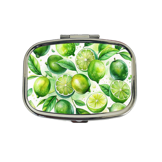Limes Fruit Watercolor Travel Pill Box Case