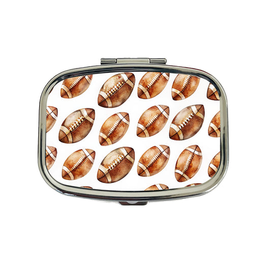 Lots Of Brown Footballs Travel Pill Box Case