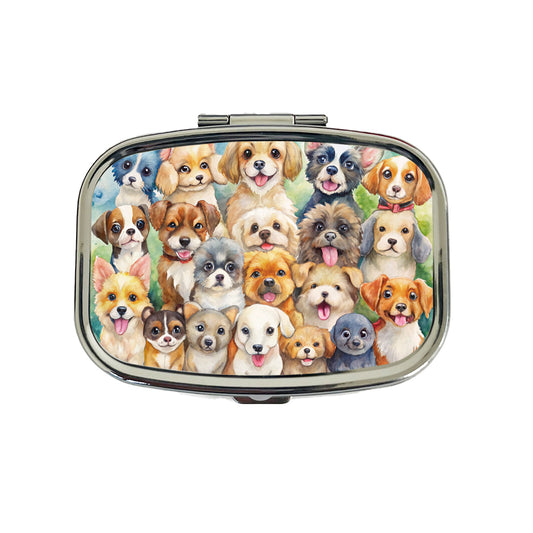 Lots Of Cute Dogs Watercolor Travel Pill Box Case