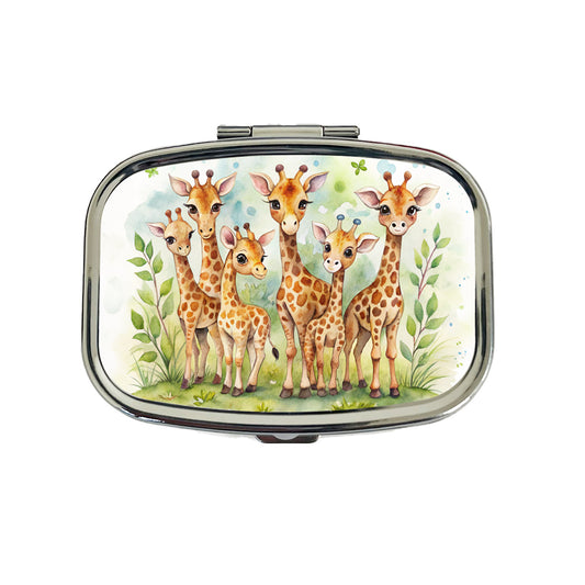 Lots Of Cute Giraffes Watercolor Travel Pill Box Case