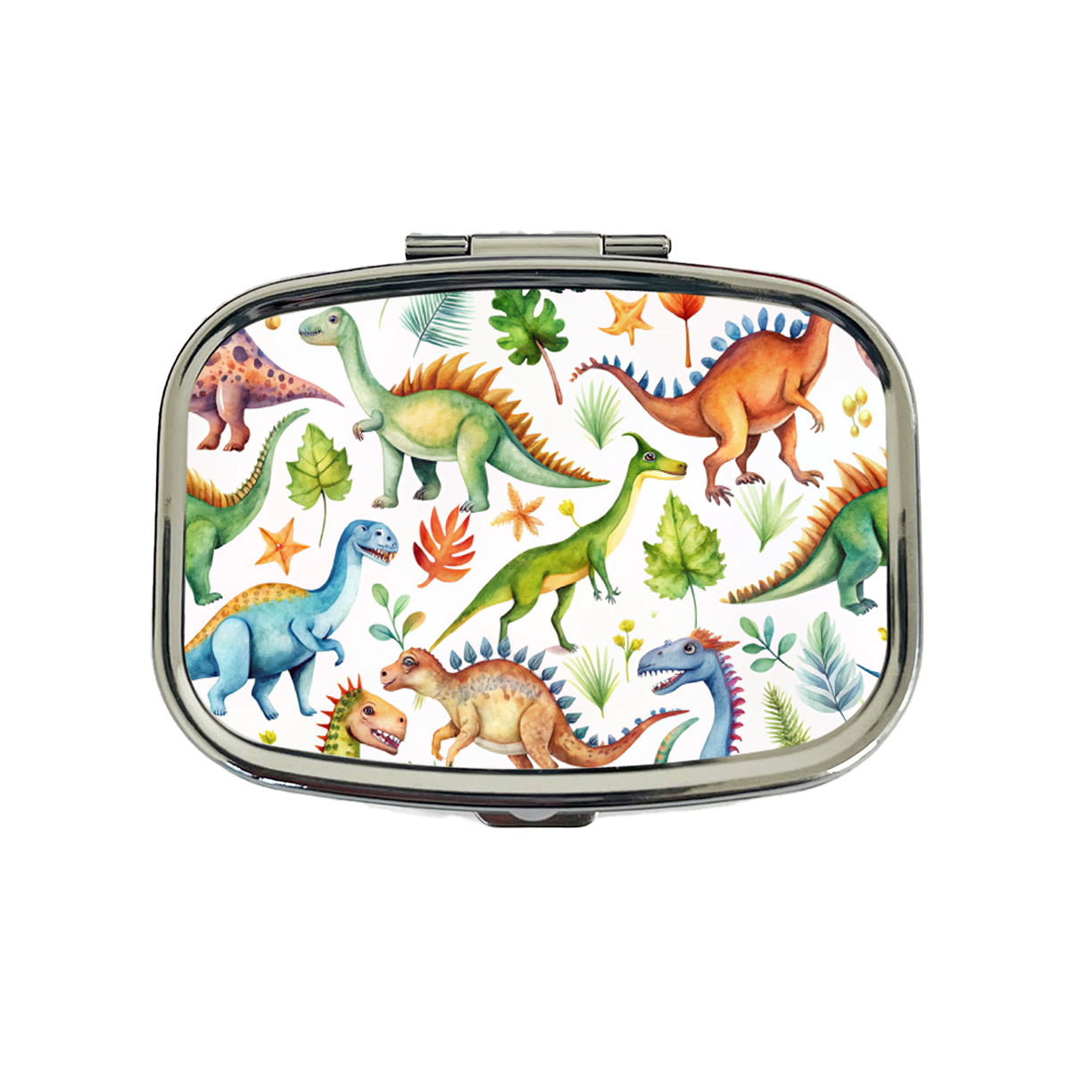 Lots Of Dinosaurs Watercolor Travel Pill Box Case