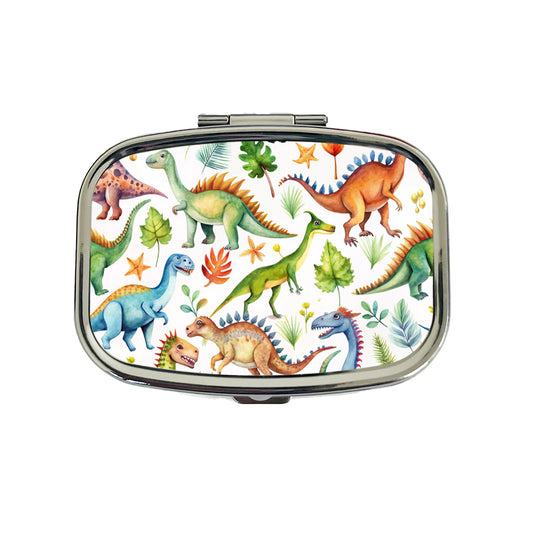 Lots Of Dinosaurs Watercolor Travel Pill Box Case