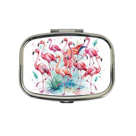 Lots Of Flamingos Watercolor Travel Pill Box Case