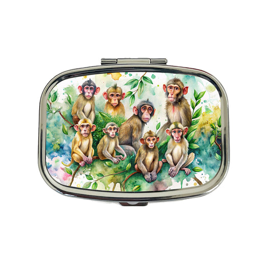 Lots Of Monkeys Watercolor Travel Pill Box Case