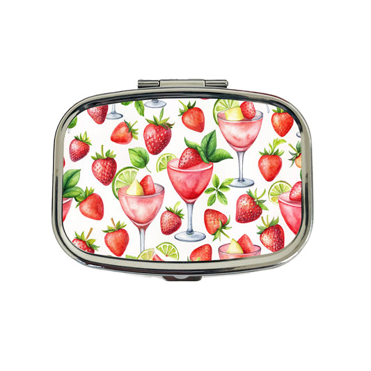 Lots Of Strawberry Daquiris Alcohol Travel Pill Box Case