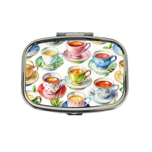 Lots Of Tea Cups Travel Pill Box Case