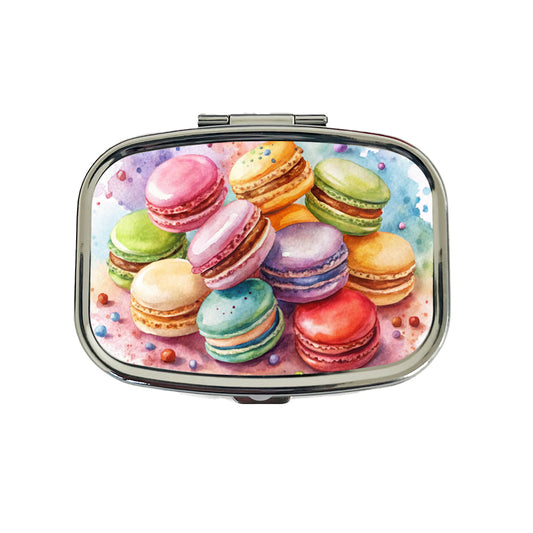 Macaron Cookies Watercolor Travel Pill Box Case