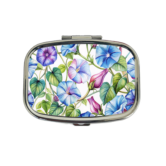 Morning Glories Flowers Watercolor Travel Pill Box Case