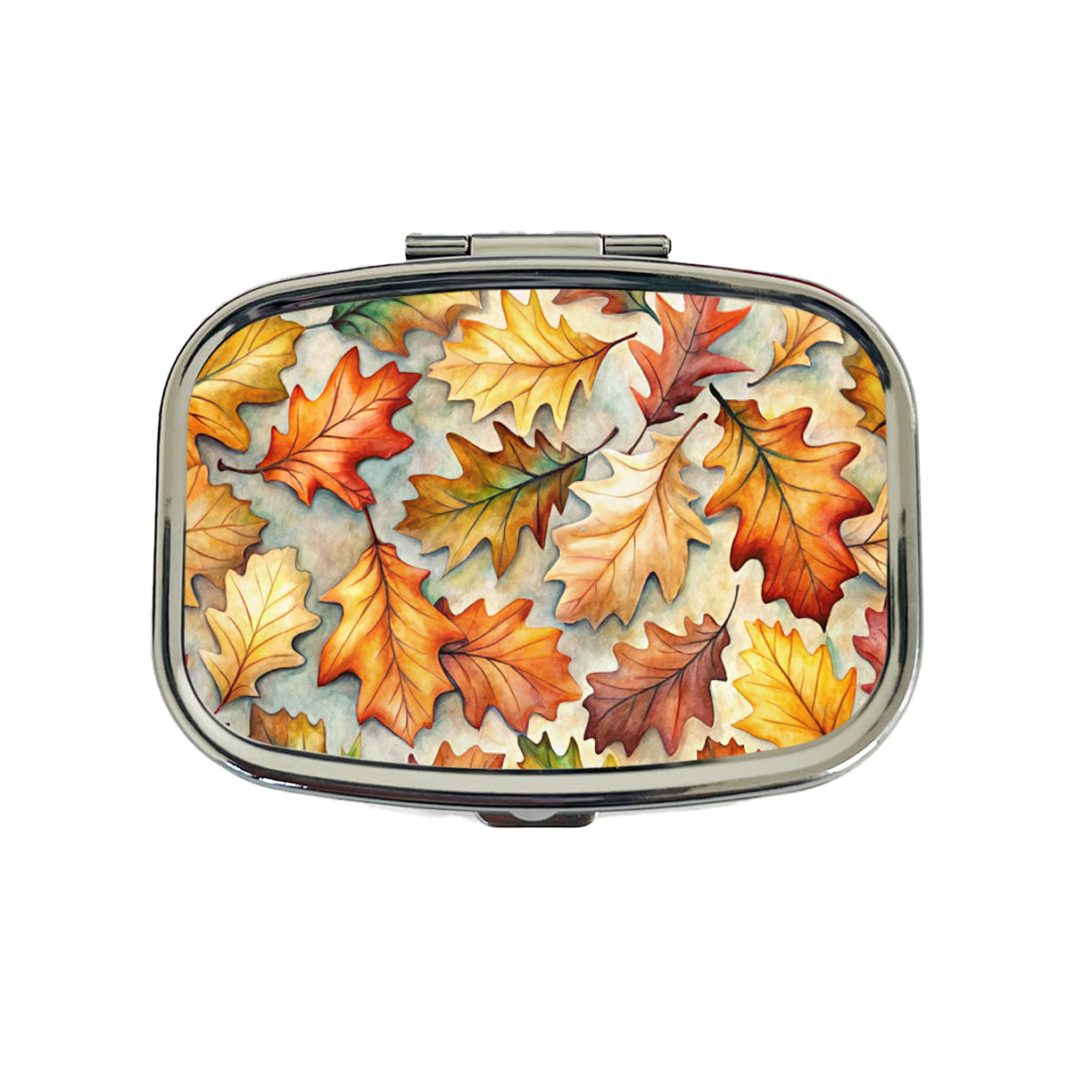 Oak Leaves Watercolor Travel Pill Box Case