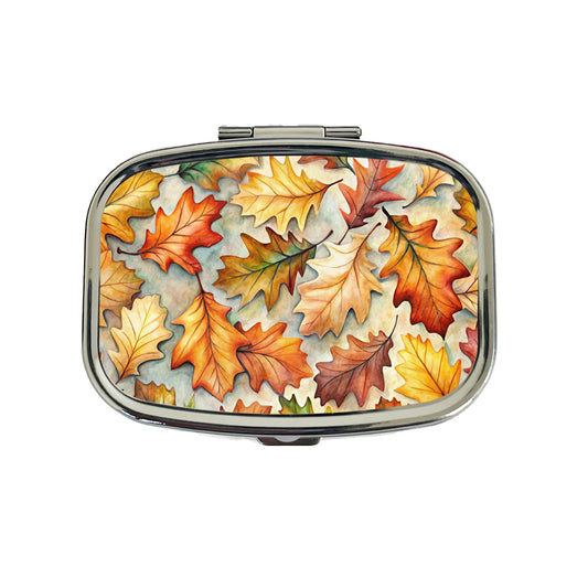 Oak Leaves Watercolor Travel Pill Box Case