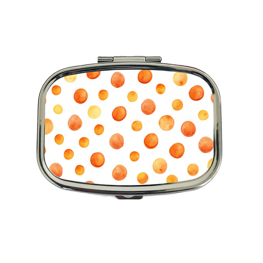 Orange Polka Dots Fun White Background Travel Pill Box Case