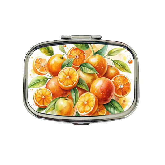 Oranges Fruit Watercolor Travel Pill Box Case