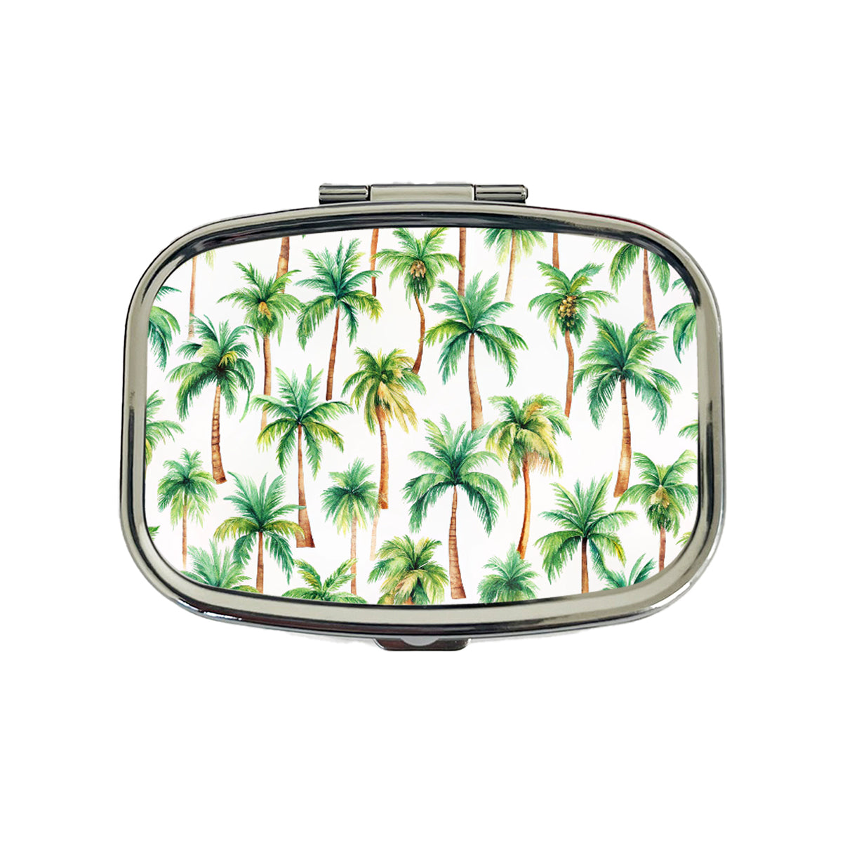 Palm Trees Pattern Watercolor Travel Pill Box Case