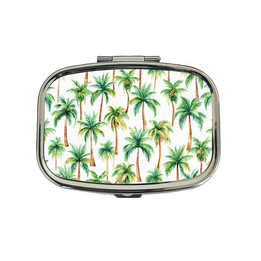 Palm Trees Pattern Watercolor Travel Pill Box Case