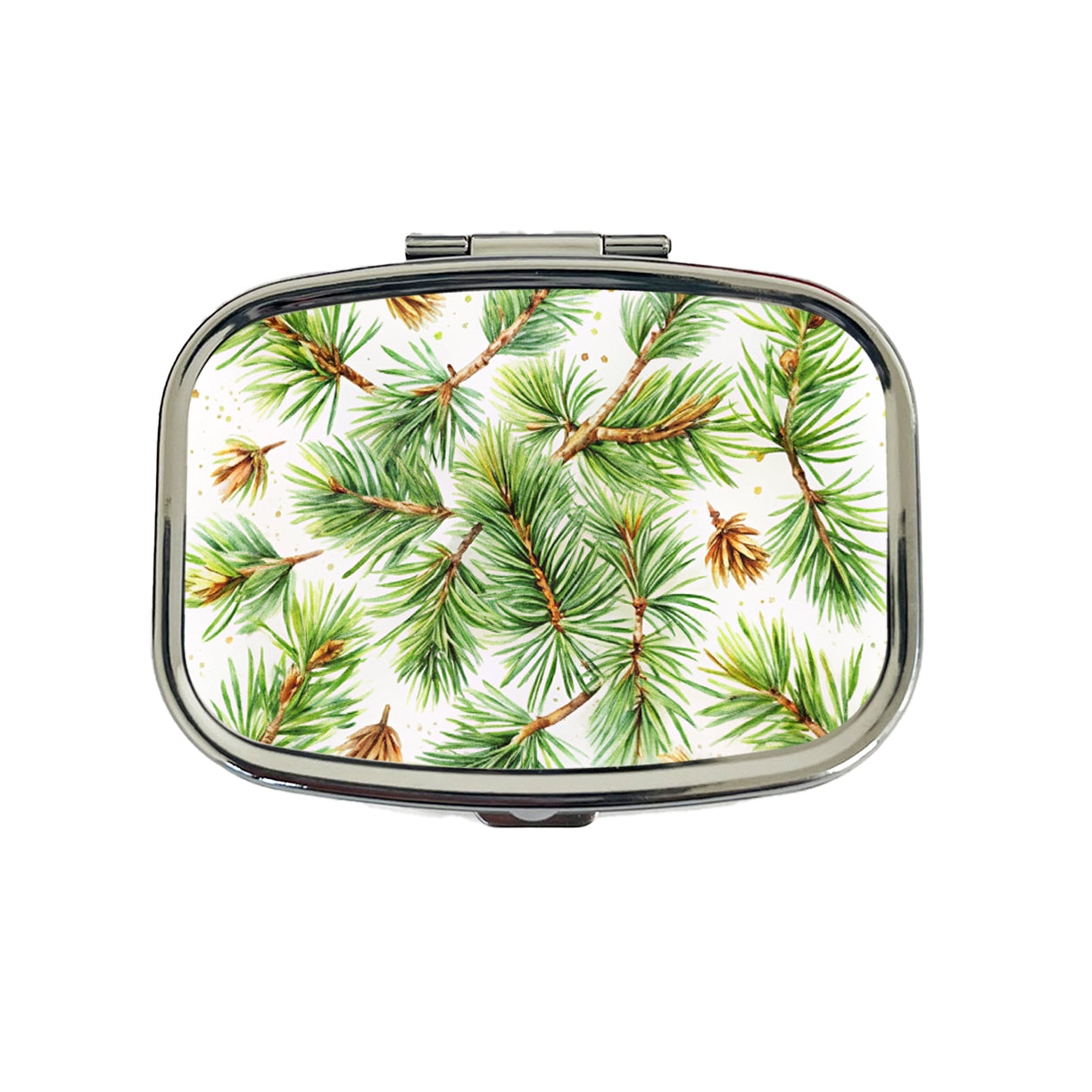 Pine Needles Watercolor Travel Pill Box Case