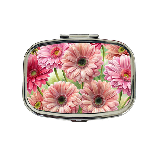 Pink Gerbera Daisies Flowers Watercolor Travel Pill Box Case