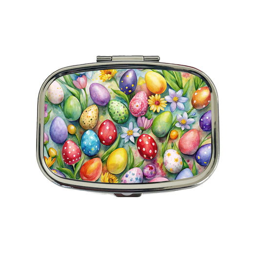 Pretty Easter Eggs Flowers Watercolor Travel Pill Box Case