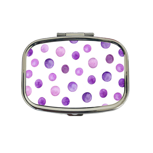 Purple Polka Dots Fun White Background Travel Pill Box Case